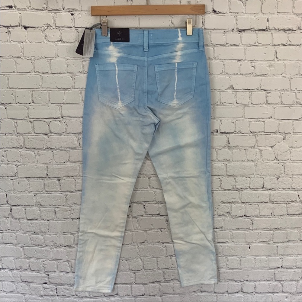 Women’s 2 NYDJ Kimora Stripe Stellar Blue Tie Dye Ankle Zip Jeans NWT - Picture 5 of 7